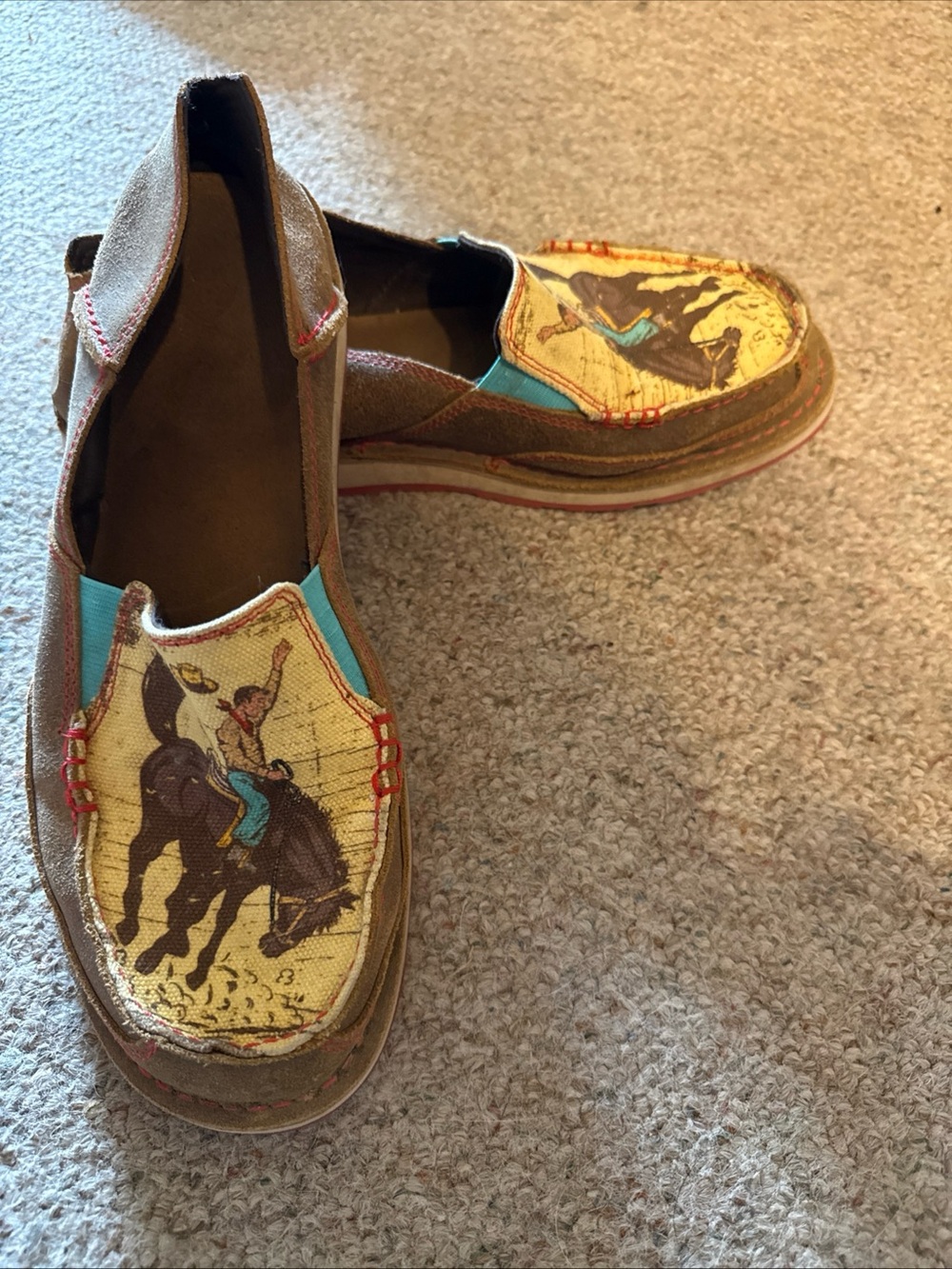 Ariat Women’s Size 10B Western Cowgirl Print Slip On Shoes Leather Casual Rodeo
